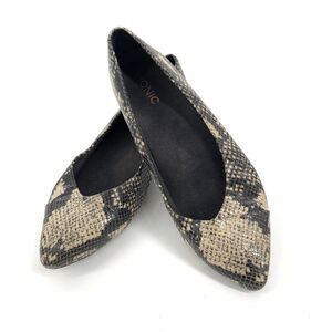 $119 Vionic Caballo Natural Snake Print Comfort Ballet Flats 8.5 Womens Beige